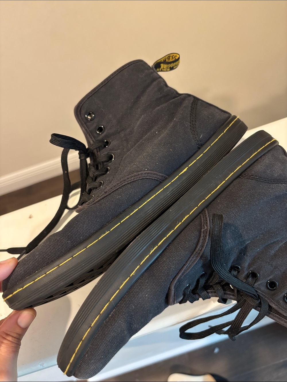Dr. Martens Shoreditch air wair Black Canvas High-Top Lace-Up Boots - Picture 3 of 6